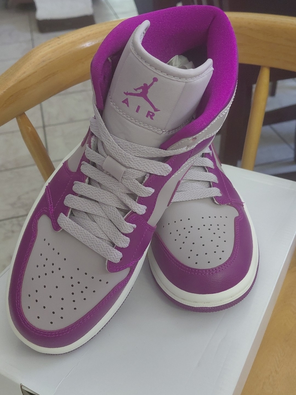 Brand New Jordan 1 Women's High-Top Sneakers in Purple&Light Gray